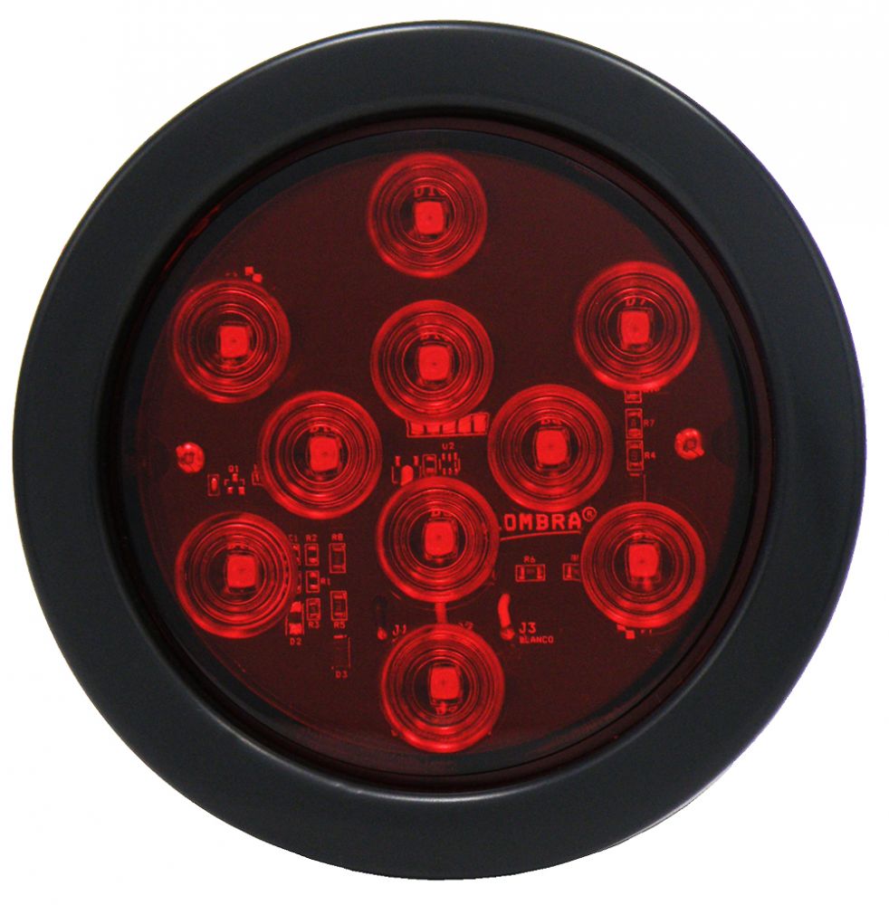 Luz roja de 10 LED´s 4" con hule y conector sellada