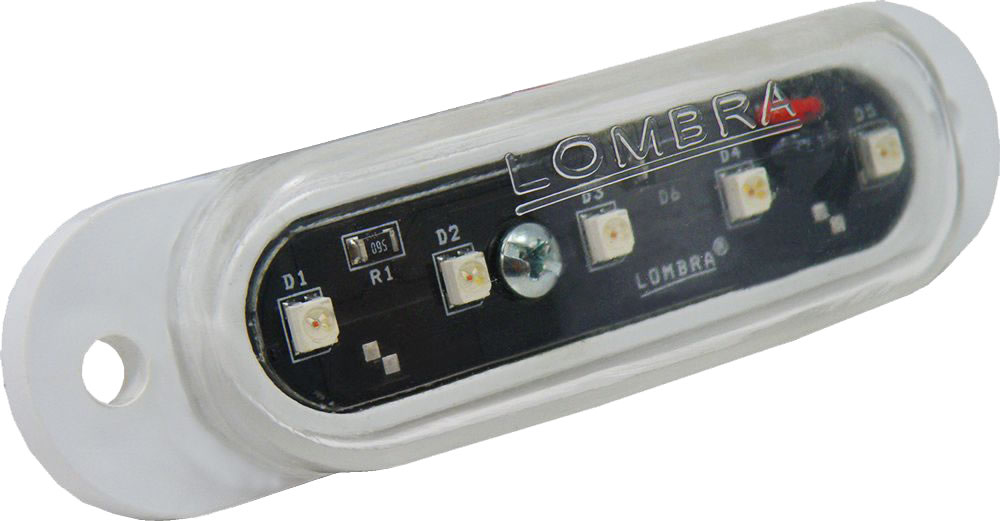 Luz curvita roja de 5 LED's mica transparente